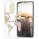KW TPU Silicone Case Samsung Galaxy S21 - World Map Travel - Black / Multicolor / Transparent (54059.01)