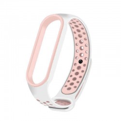 OEM Replacment band strap for Xiaomi Mi Band 5 Dots - White/Pink
