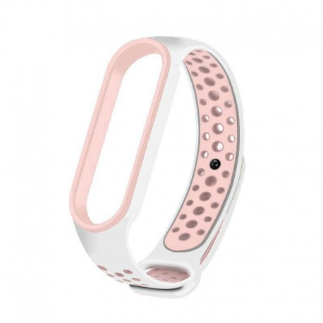 OEM Replacment band strap for Xiaomi Mi Band 5 Dots - White/Pink