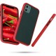 KW Shockproof Hard Cover with Soft TPU Bumper Apple iPhone 11 - Matte Transparent / Red (50412.02)