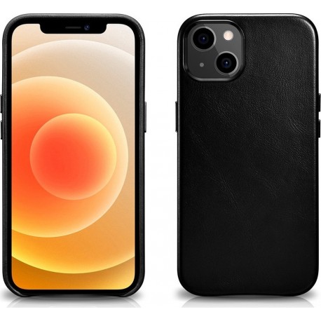 iCarer Leather Oil Wax case covered with natural leather (MagSafe compatible) iPhone 13 - Black (WMI1302-BK)