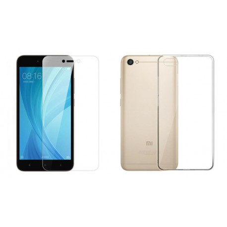 OEM Set Gelly Case Transparent + Tempered Glass Full Face Xiaomi Note 5A